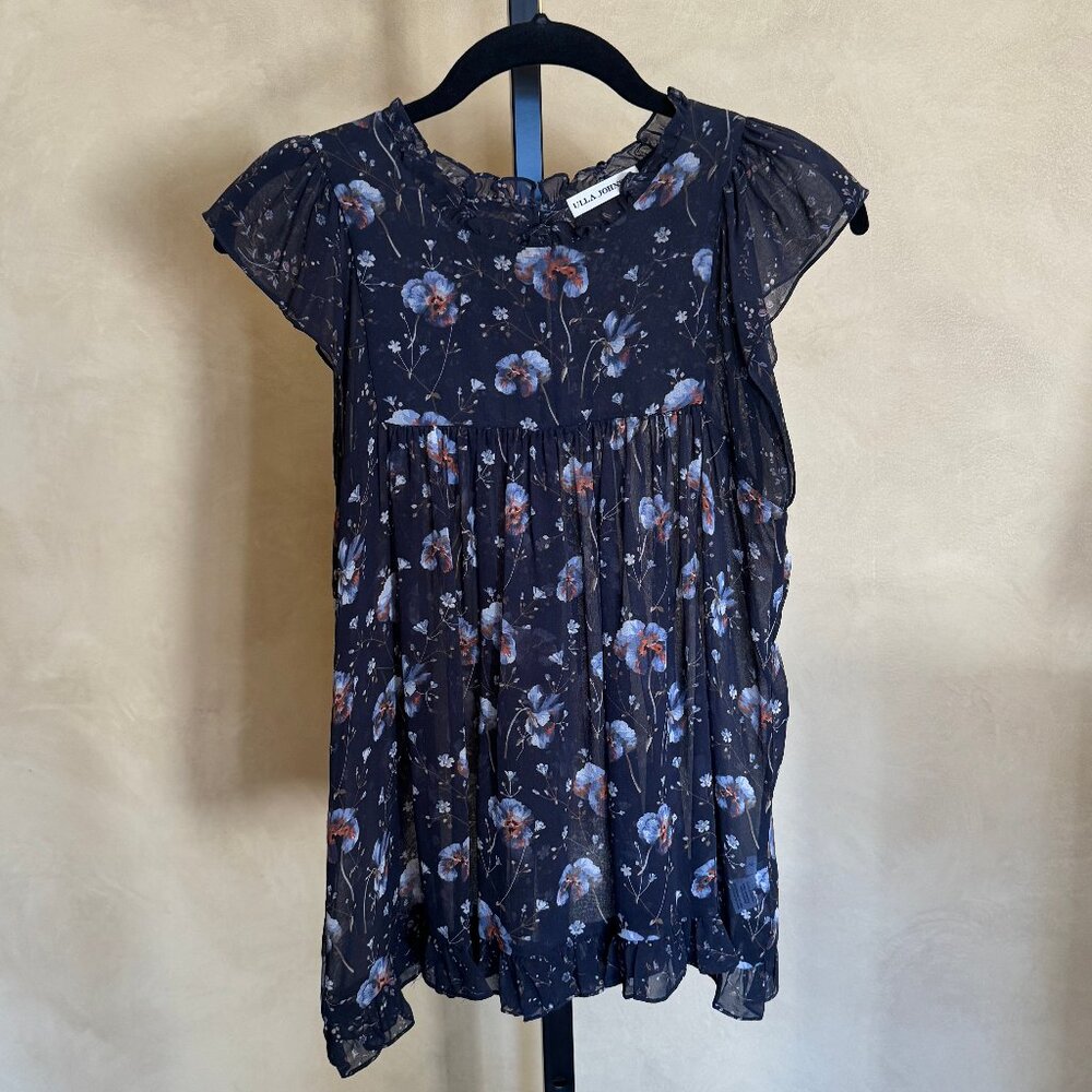 ULLA JOHNSON Sleeveless Ruffled Floral Silk Top Flowy Size 2